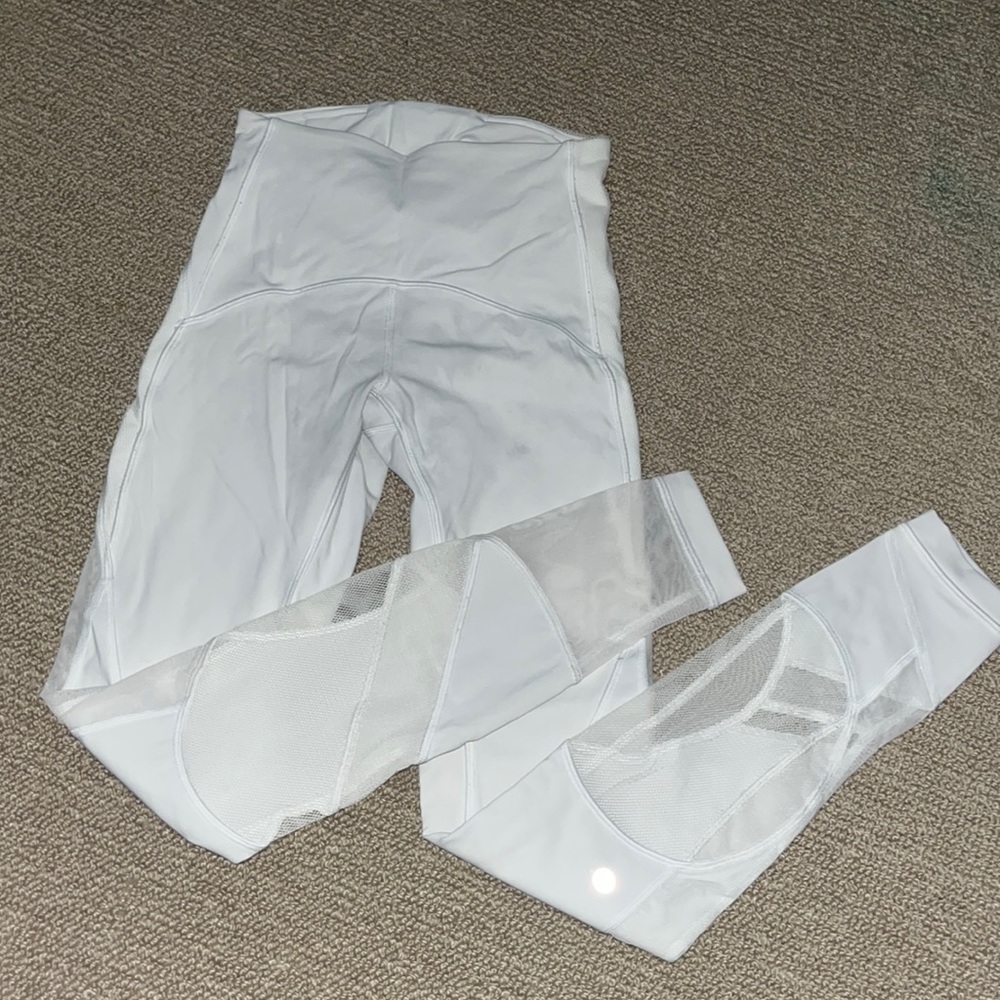 White mesh leggings